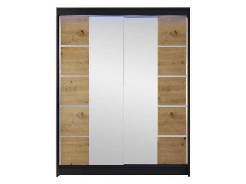 Szafa MIRJAN 24 z drzwiami przesuwnymi Camino V z oświetleniem RGB czarny/dąb artisan 1 szt.