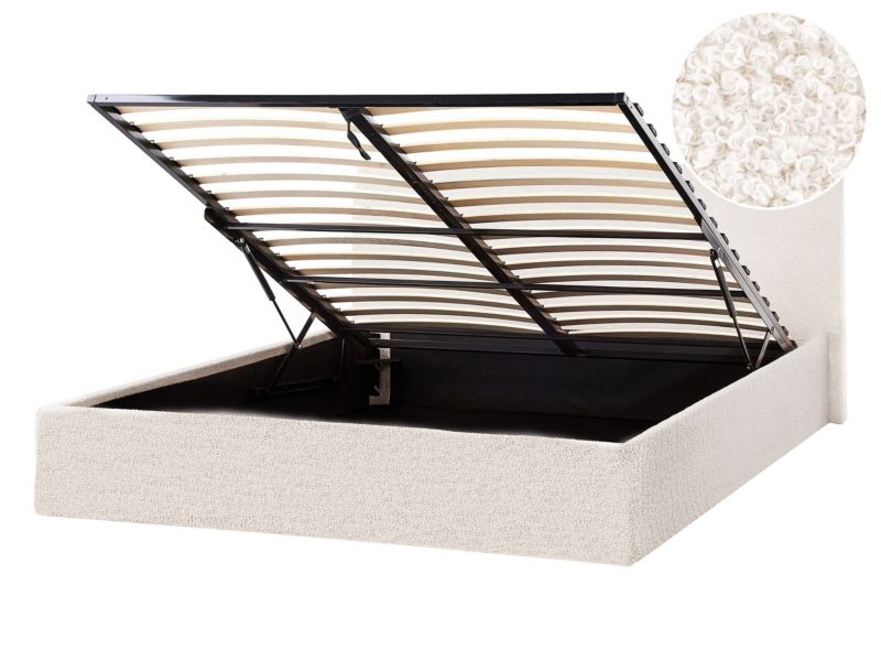 Łóżko z pojemnikiem Boucle Orbey 140 x 200 cm Złamana biel 1 szt.