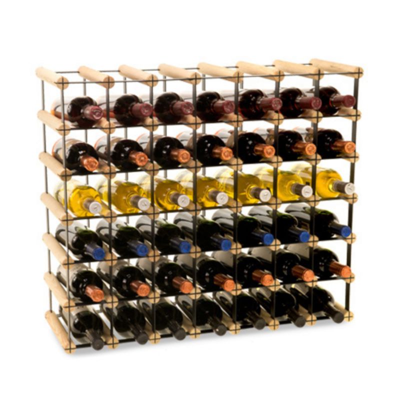 Stojak na wino MODO24 na butelki PET szafka duży eko na 42 butelki czarny metal drewno naturalne 1 szt.