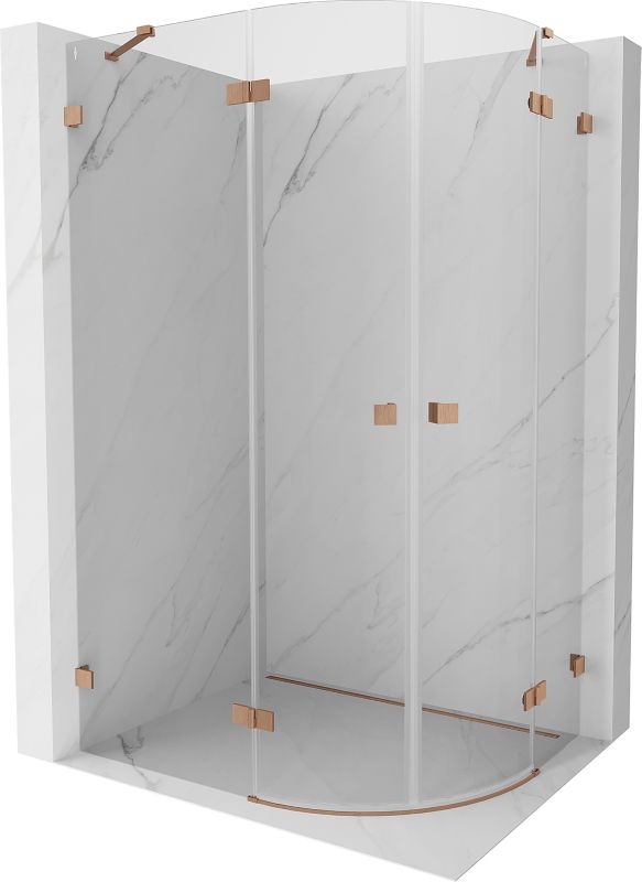 Kabina prysznicowa Mexen Lunar półokrągła uchylna lewa 90 x 80 cm transparent miedź szczotkowana 1 szt.