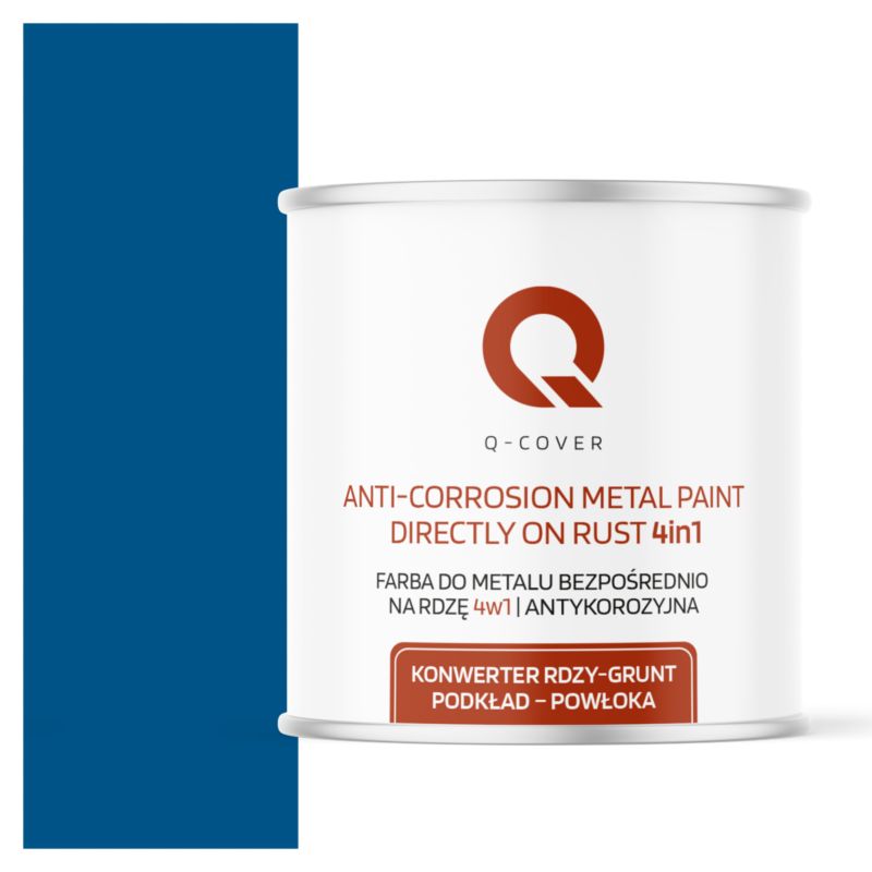 Farba do Metalu Prosto na Rdzę 4w1 Q-Cover Niebieski RAL5005 Satyna 2.5L