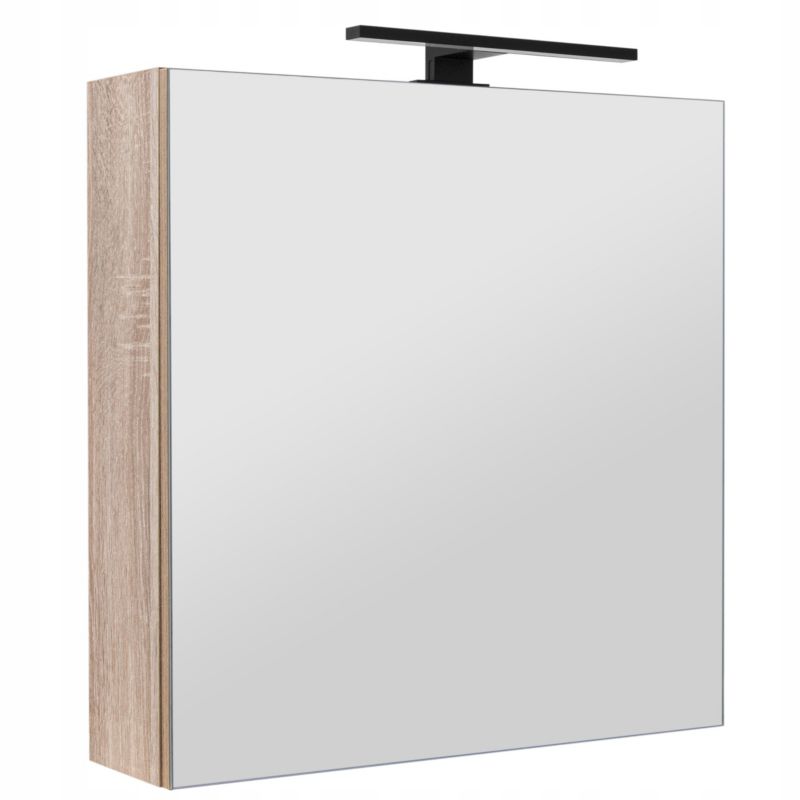 Szafka łazienkowa z lustrem MyFurni, 60 cm, dąb sonoma, oświetlenie LED, wisząca, lustrzana, 1 kpl.
