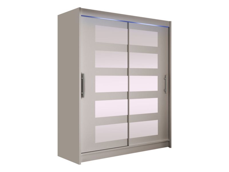 Szafa MIRJAN 24 z drzwiami przesuwnymi Presto V z oświetleniem RGB kaszmir/lustro 1 szt.