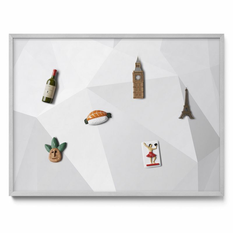 Tablica na magnesy z podróży Tulup 80x60 cm Geometryczne tło 3D w srebrnej ramie 1 szt.