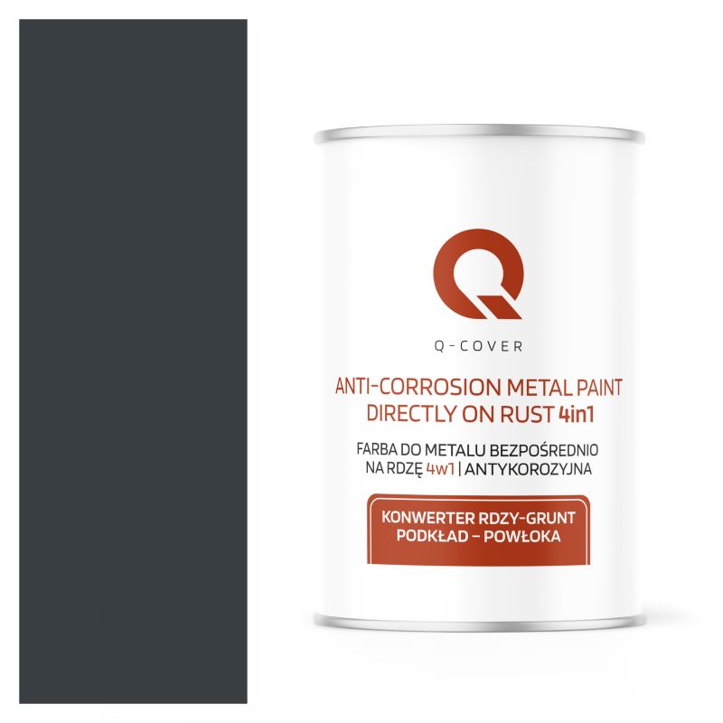 Farba do Metalu Prosto na Rdzę 4w1 Q-Cover Antracyt RAL7016 Satyna 1L