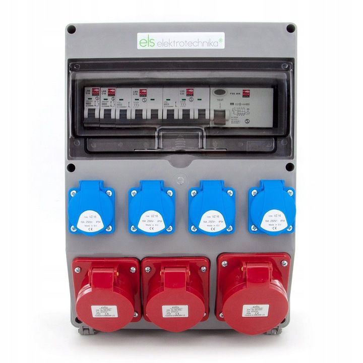 Rozdzielnica budowlana ELS Elektrotechnika 12NO42C21C11CF 32A/5 2x16A/5 4x230V zabezpieczona C16 C32 i różnicówką, gotowa 1 szt.