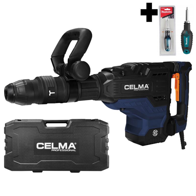 Zestaw Młot wyburzeniowy CELMA Professional PRWg 45GEO 1700W SDS-MAX 45J + wkrętak MAKITA 1 szt.