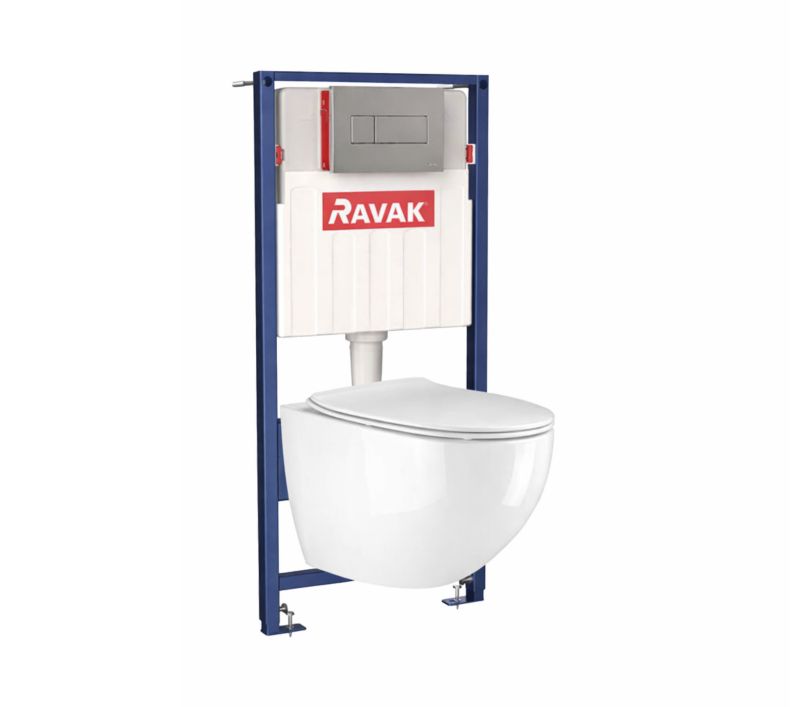 Zestaw WC miska wisząca Ravak Comfort ze stelażem podtynkowym Metric przycisk chrom 1szt