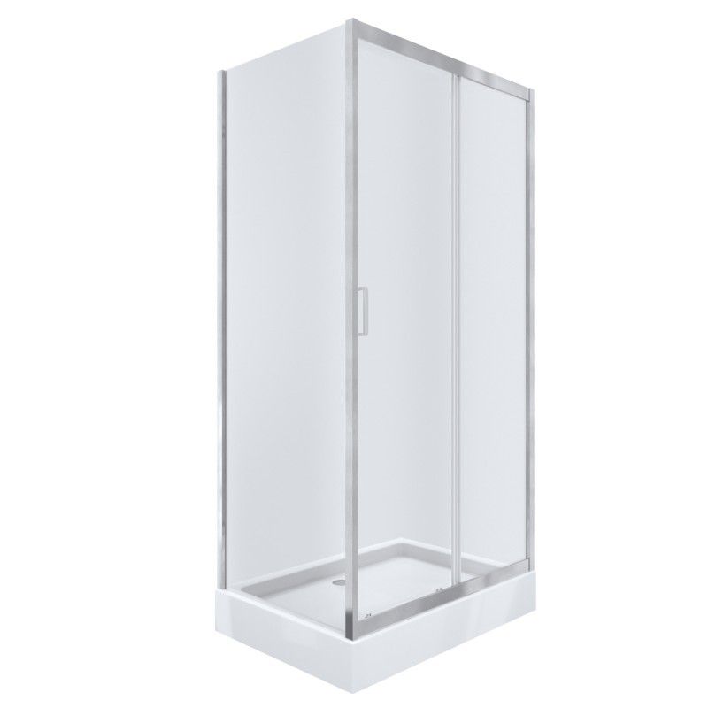 Kabina prysznicowa NAMELESS Durasan 100x80 chrom prostokątna z brodzikiem zestaw 1szt.