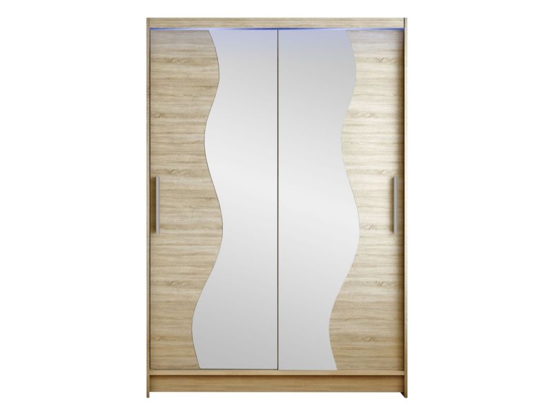 Szafa MIRJAN 24 z drzwiami przesuwnymi Miami S z oświetleniem RGB dąb sonoma/lustro 1 szt.