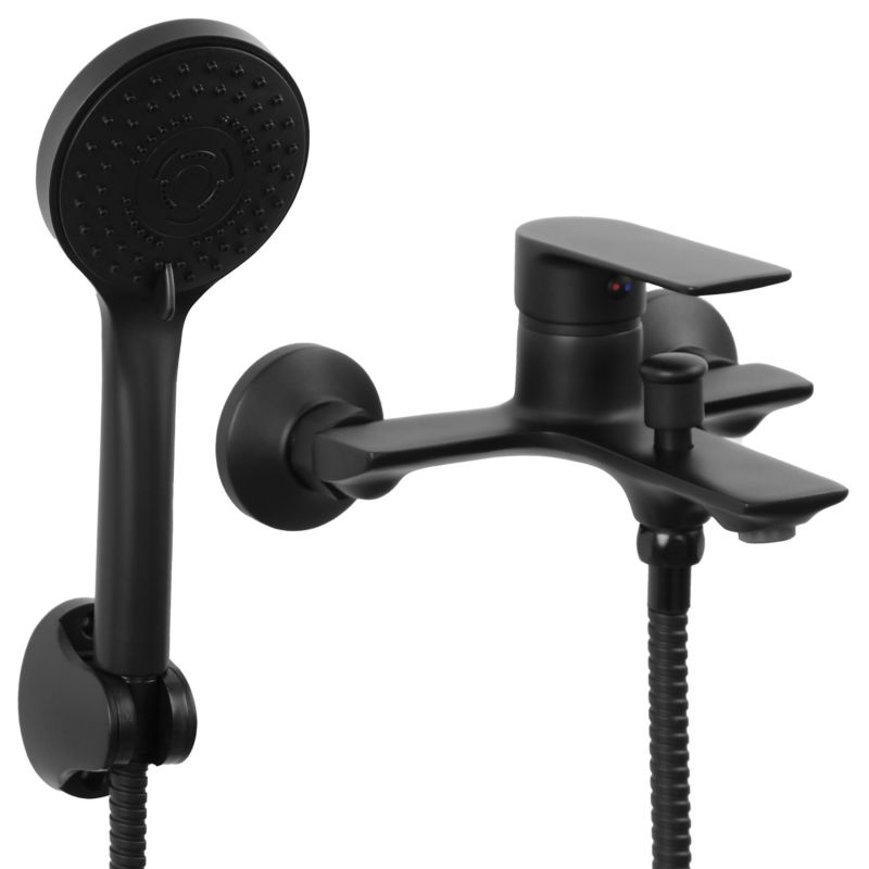 Bateria wannowa REMI - YOKA HOME prysznicowa ścienna natryskowa czarna mat loft - 1 szt.