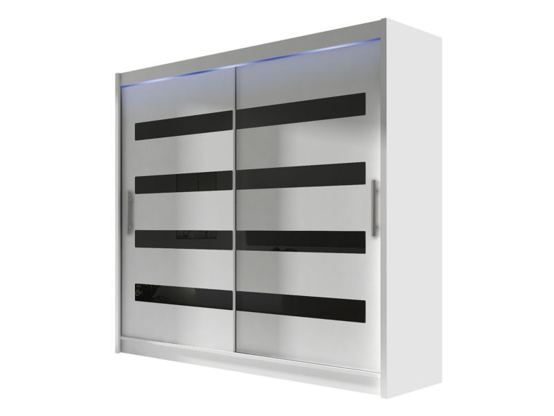 Szafa MIRJAN 24 z drzwiami przesuwnymi London XI z oświetleniem RGB biały/czarny lacobel 1 szt.