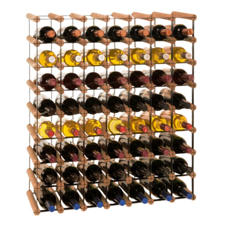 Stojak na wino MODO24 na butelki PET szafka wielki eko na 56 butelek czarny metal drewno brązowe 1 szt.