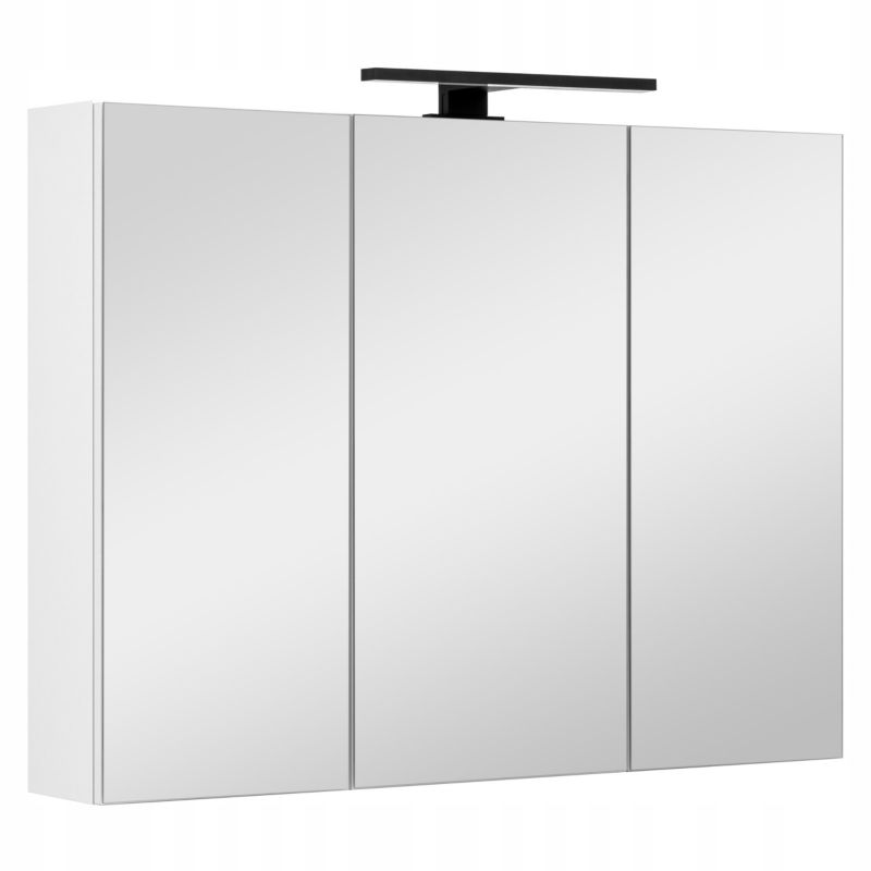 Szafka łazienkowa z lustrem MyFurni, 80 cm, biała połysk, oświetlenie LED, wisząca, lustrzana, 1 kpl.