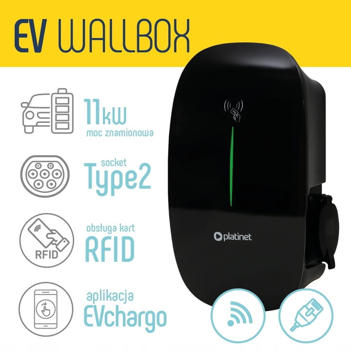 PLATINET WALLBOX Stacja ładowania 45810 TYPE2 11KW PWB11KW WIFI - Henryx24
