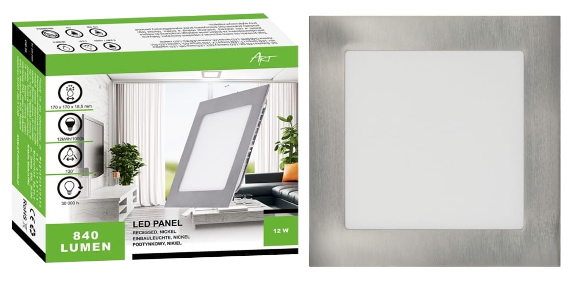 ART Panel LED 12W kwadrat Lampa L4301457N Plafon - Henryx24