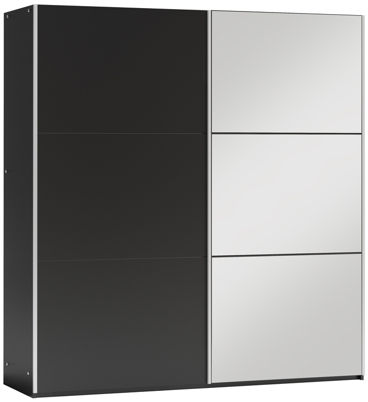 Czarna dwudrzwiowa szafa przesuwna z lustrem 150 cm VASCO