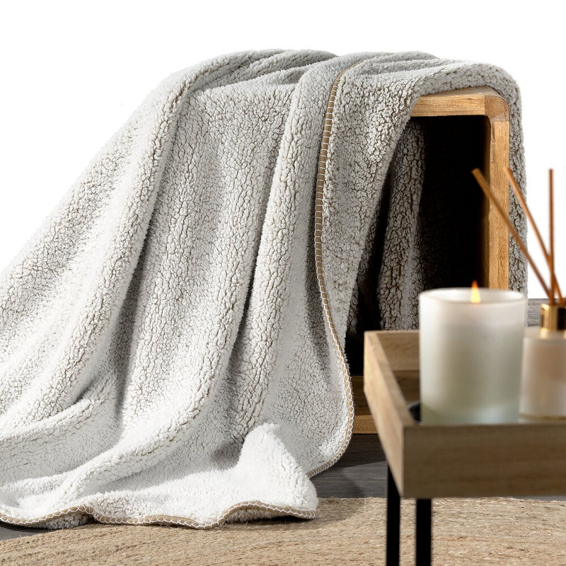 Koc 150x200 cm KORAL flano beżowy wyjątkowo miękki barankowy