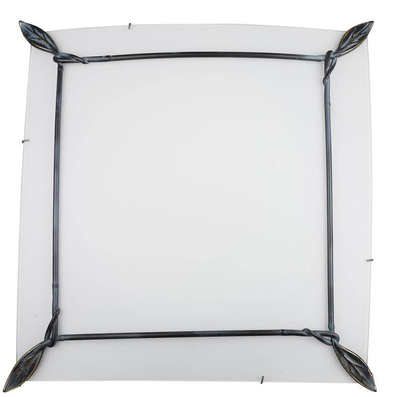 Biały plafon szklany sufitowy do salonu LAUR kwadratowy