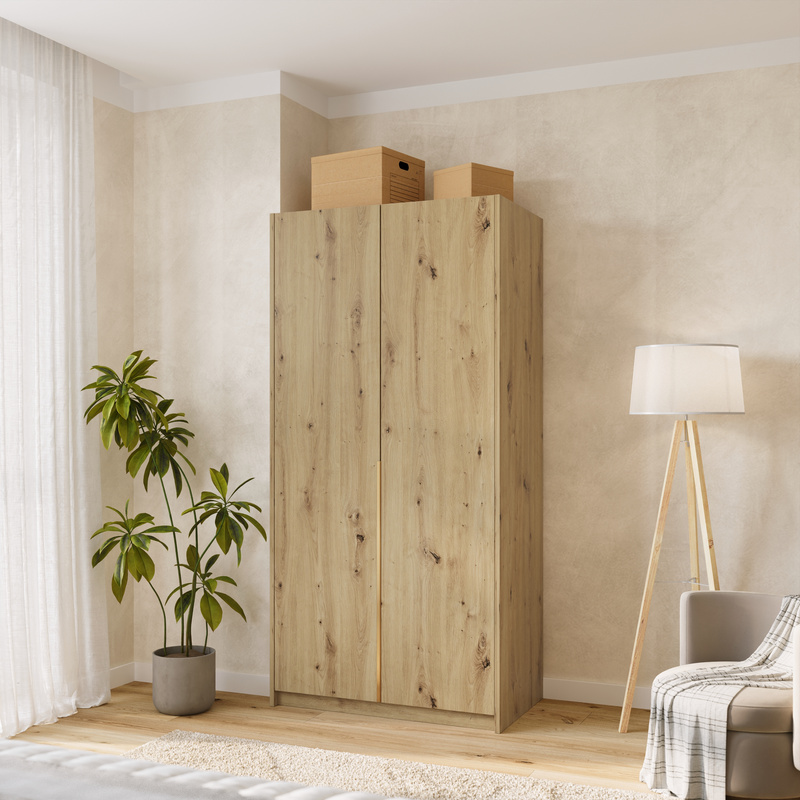 Dwudrzwiowa szafa uchylna półkami 100 cm ASAN dąb artisan