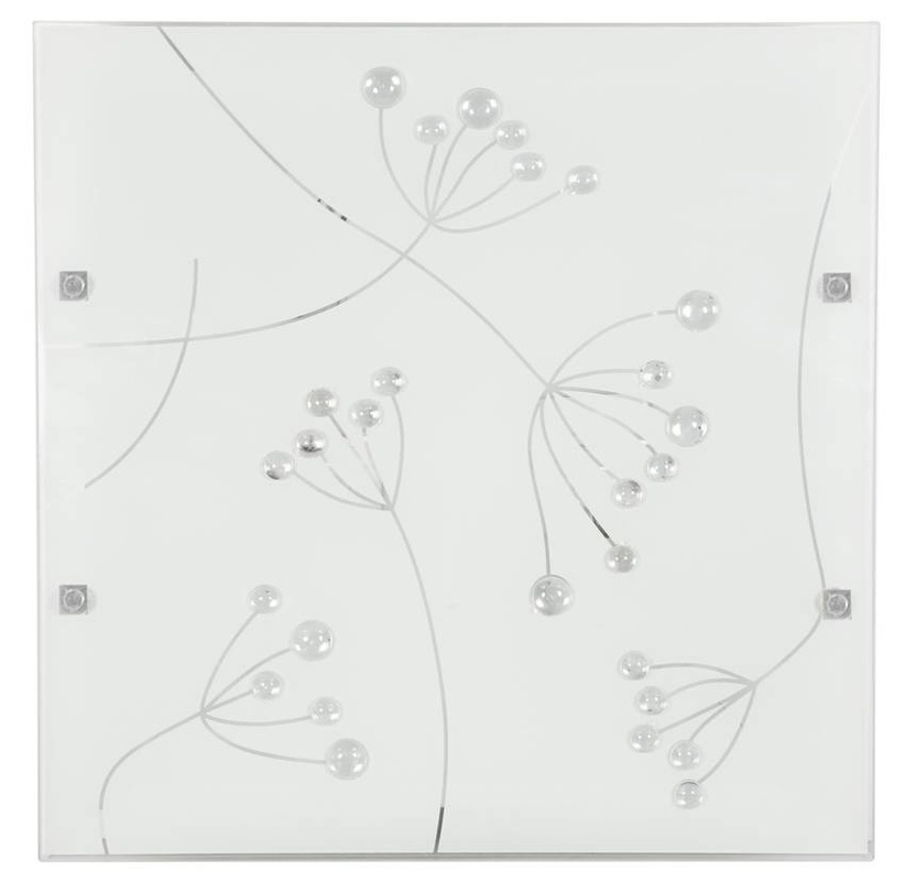 Biały plafon sufitowy z kryształkami do salonu ARTY metal szkło