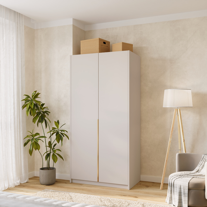 Szafa uchylna z drążkiem i półkami 100 cm ASAN kaszmirowa