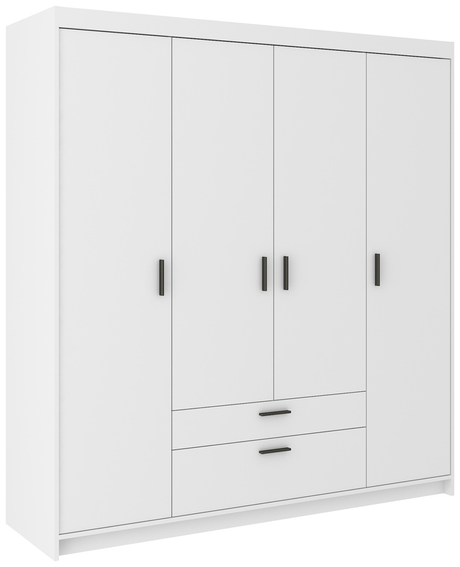 Nowoczesna biała szafa modułowa 176 cm uchylna z szufladami KUBA