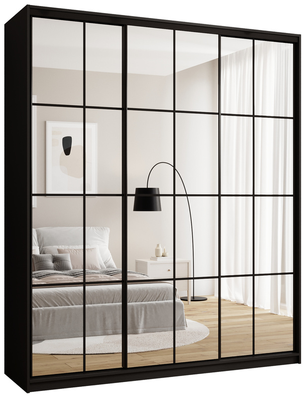 Wysoka nowoczesna szafa przesuwna z lustrem 200 cm OPTICA MAX