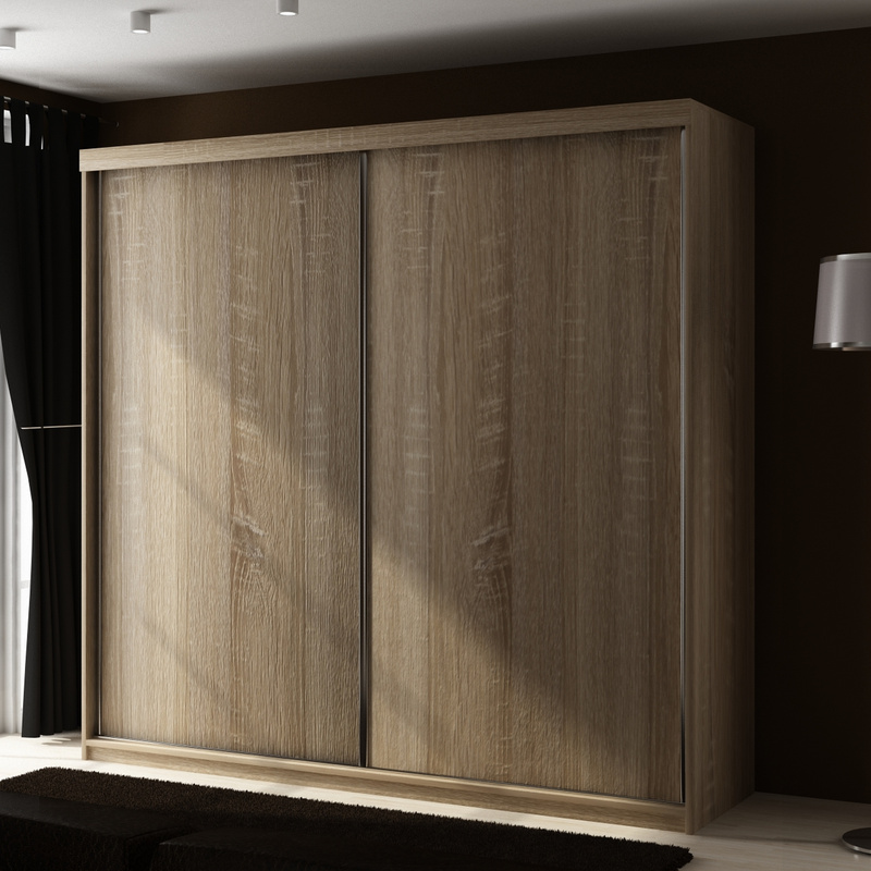 Szafa 200 cm do sypialni dwudrzwiowa przesuwna TARO dąb sonoma