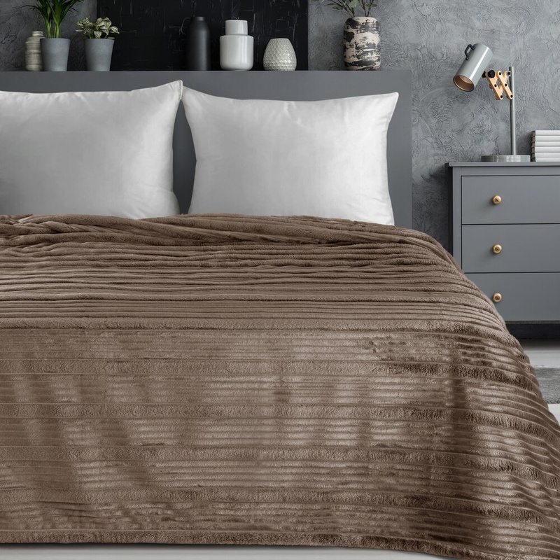 Koc 220x200 cm NINE flano beżowy bardzo miękki z efektem 3D