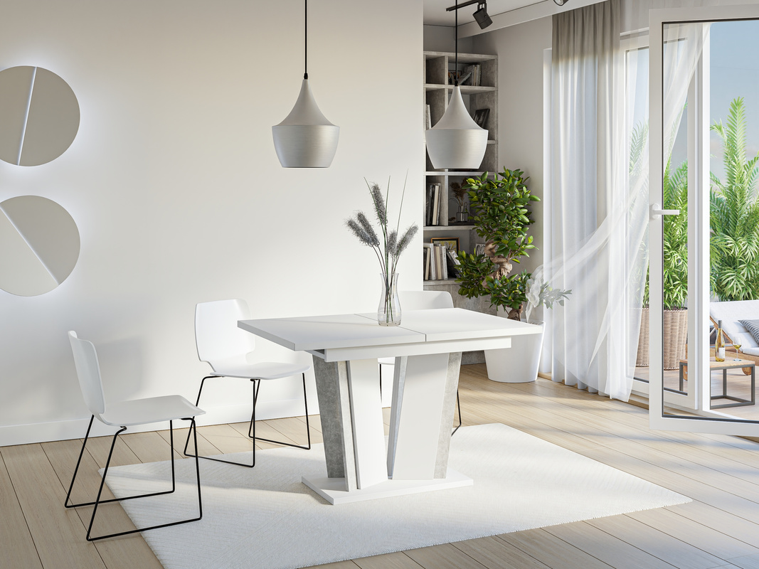 Prostokątny stół rozkładany do jadalni 160x80 cm DENOS biały kamień