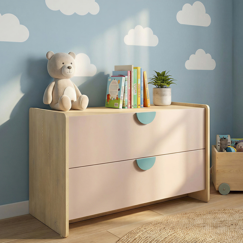 Mała komoda z szufladami 93 cm dla dziecka LOLLIE dąb cremona