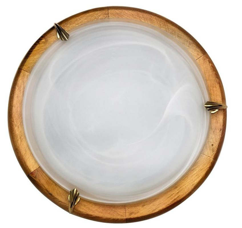 Brązowo-biały plafon sufitowy do salonu Alabaster szklany 38 cm
