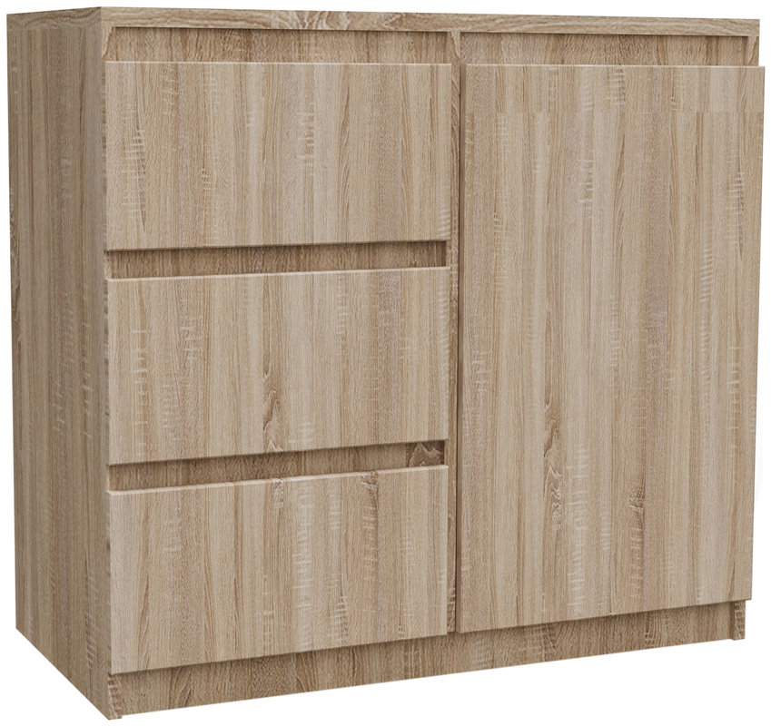 Mała komoda do salonu z szufladami 80 cm MONTEGO dąb sonoma
