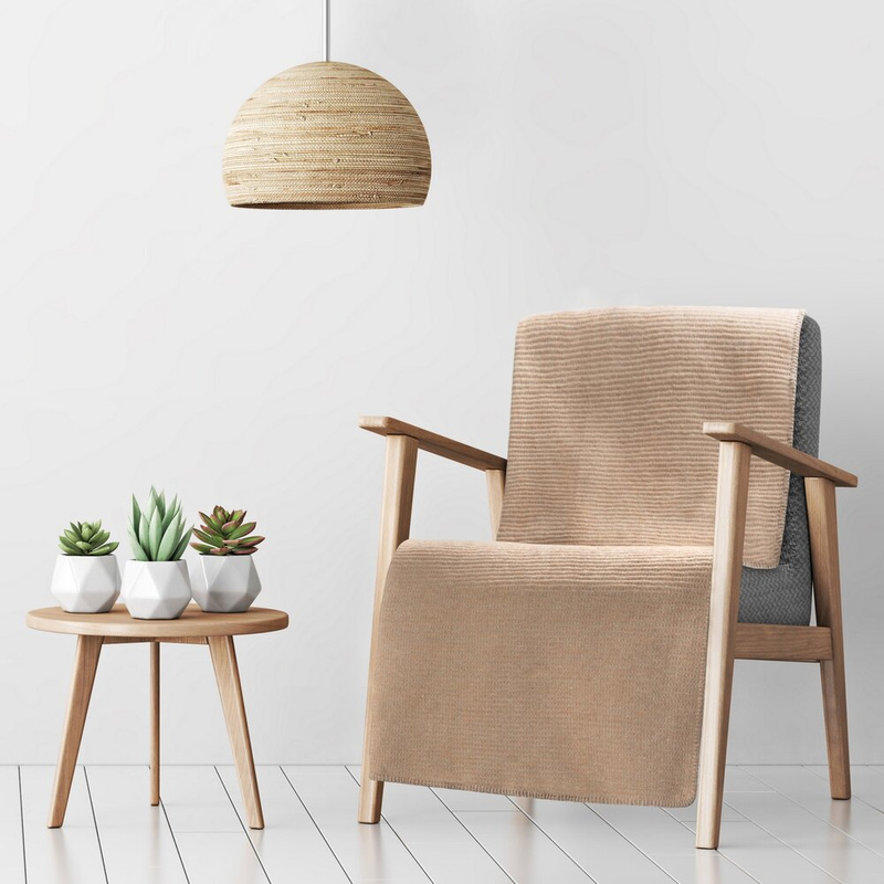 Koc fotelowy 70x160 cm ALORE beżowy waflowy bardzo miękki