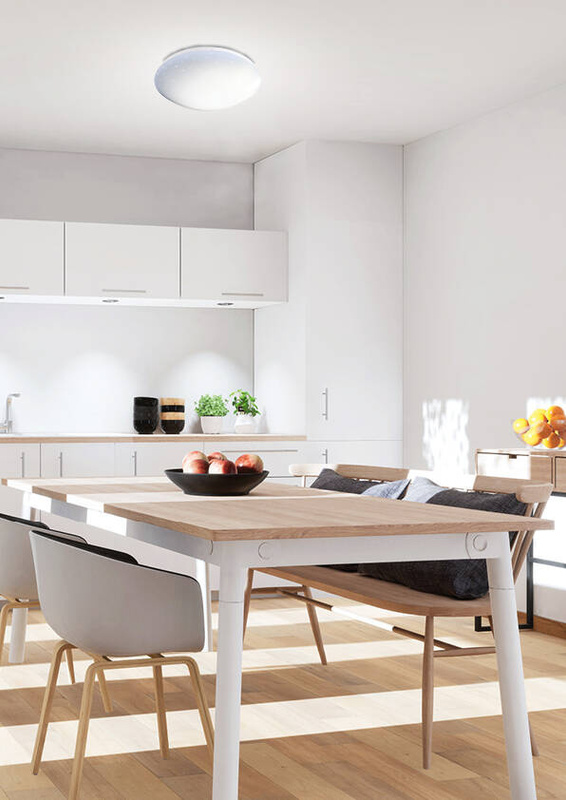 Biały plafon sufitowy LED zintegrowany do salonu Sky zimna barwa światła