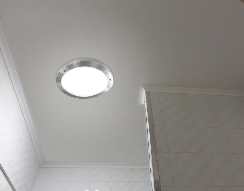 Srebrny plafon sufitowy do łazienki 32 cm AQUILA szkło metal