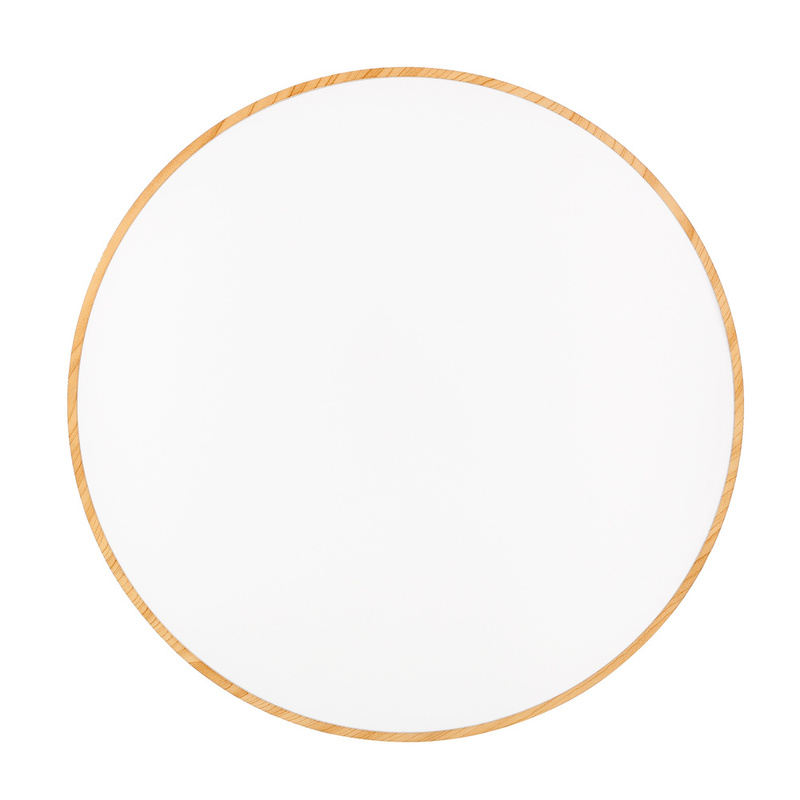 Drewniany plafon sufitowy LED 48W z pilotem TENS biały klosz 59 cm