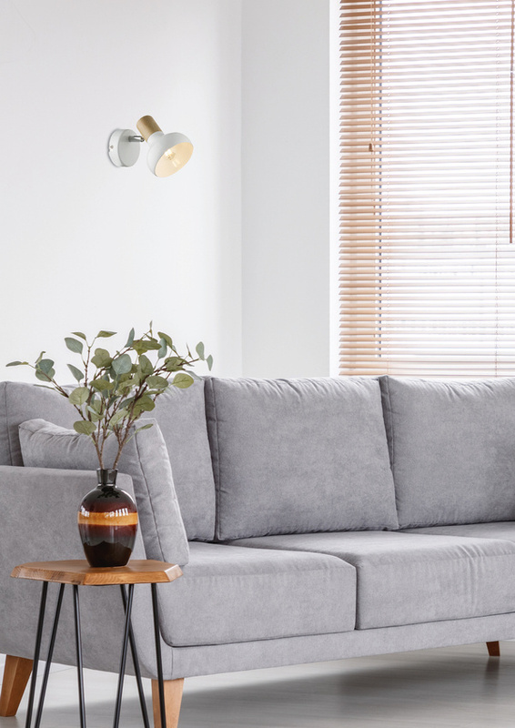 Biały kinkiet ścienny regulowany nad lustro PUERTO metal drewno