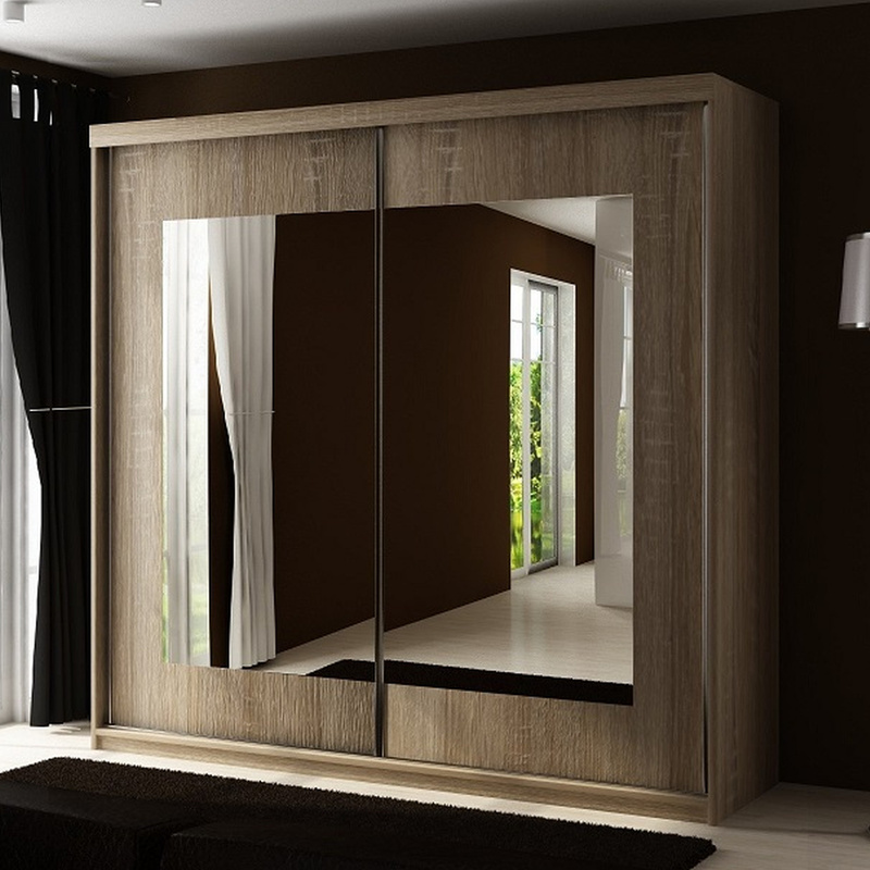 Szafa przesuwna z lustrem 200 cm dwudrzwiowa TARO dąb sonoma