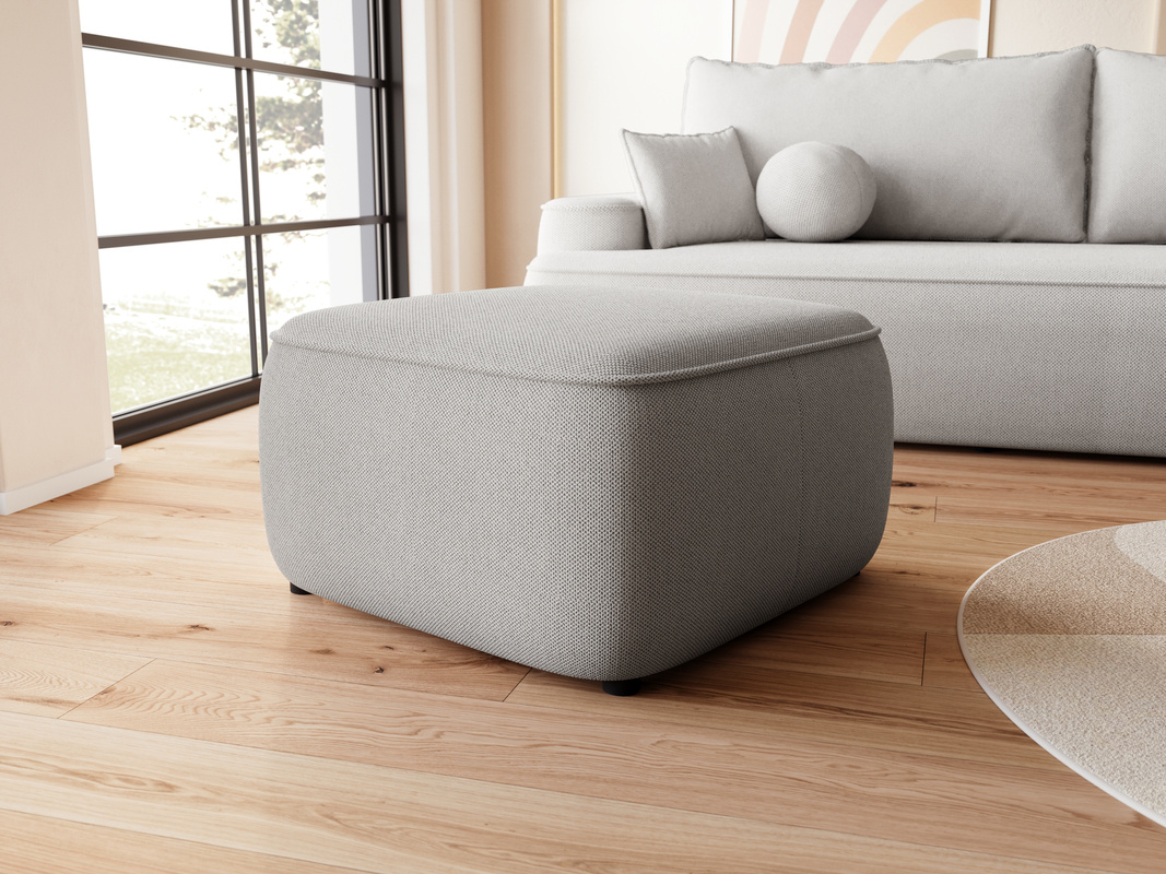 Szara pufa do nowoczesnego salonu CARMELLO