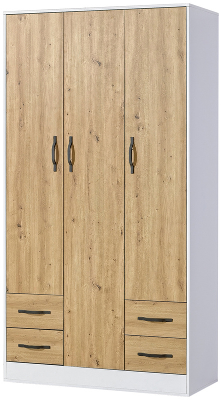 Uchylna szafa 120 cm na ubrania z szufladami trzydrzwiowa PULSA