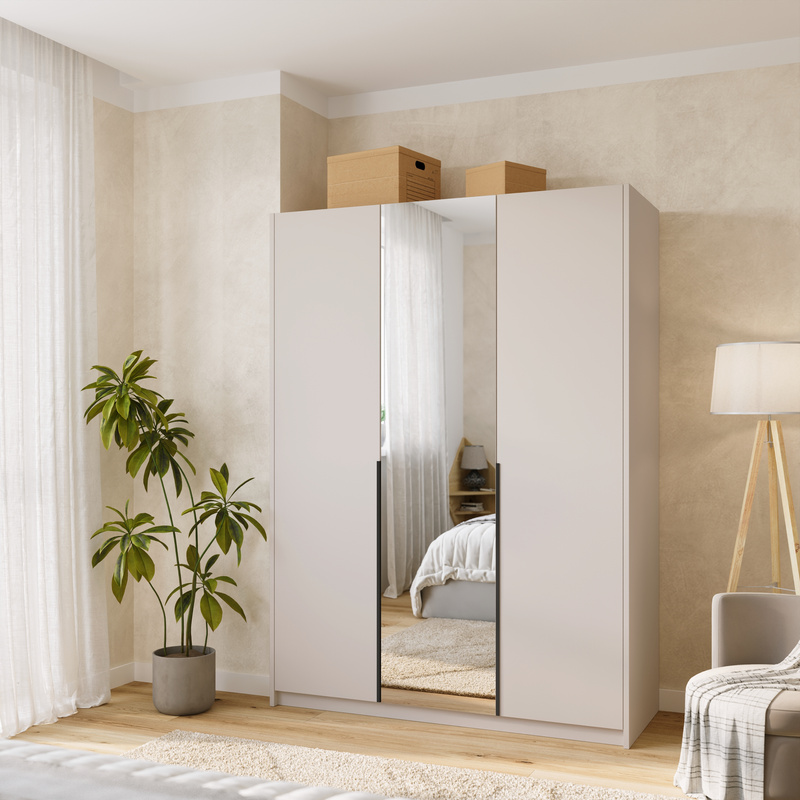 Trzydrzwiowa szafa uchylna z lustrem 150 cm ASAN kaszmir