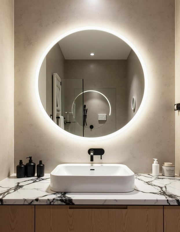 Okrągłe lustro podświetlane 60 cm LED do łazienki na ścianę