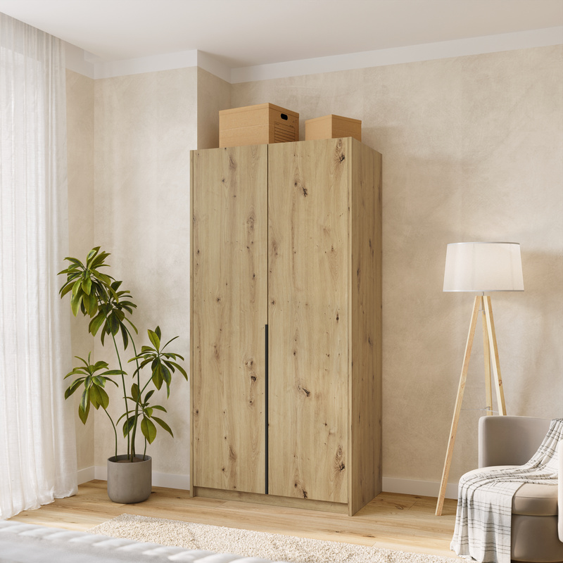 Dwudrzwiowa szafa uchylna półkami 100 cm ASAN dąb artisan