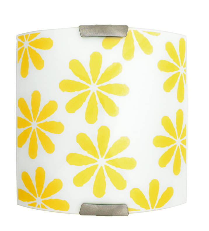 Biały plafon sufitowy w żółte kwiatki do pokoju LUCY kwadratowy