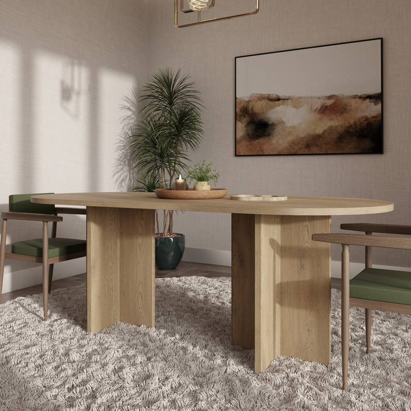 Owalny stół do jadalni 203x90 cm loftowy LEVON dąb cremona