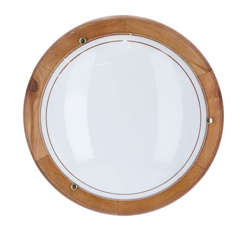 Biało-brązowy plafon sufitowy drewniany do salonu TOP E27