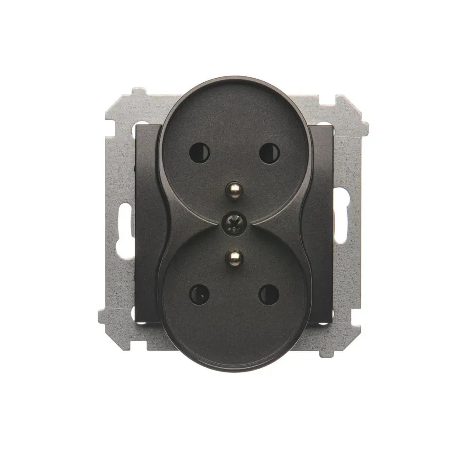 Gniazdo Simon 54 podwójne z uziemieniem antracyt