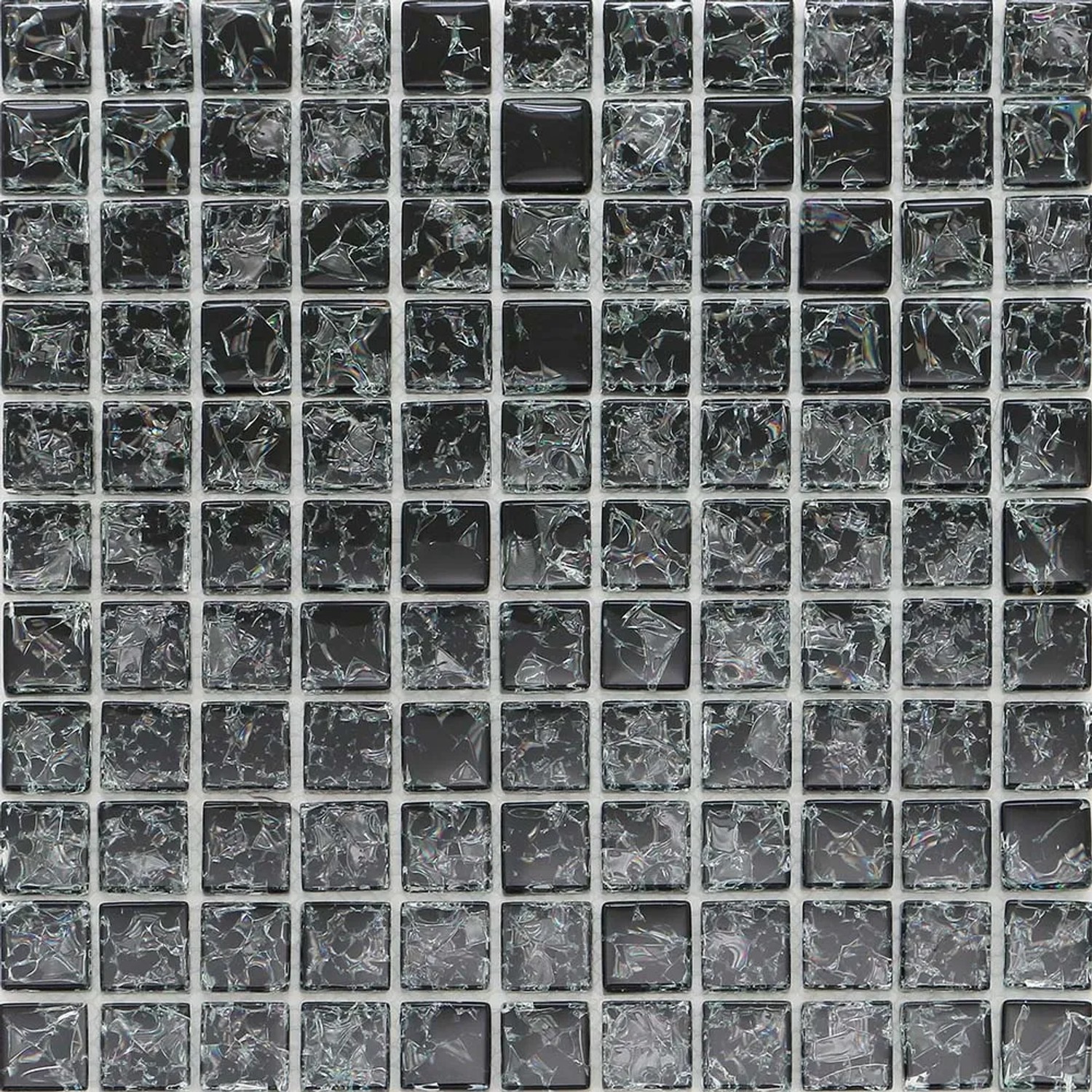 Mozaika szklana kruszona czarna 30 cm x 30 cm